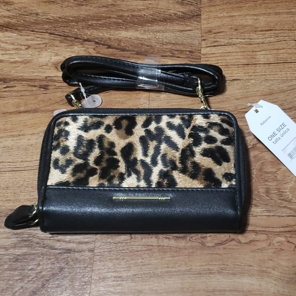 Animal print wallet with strap